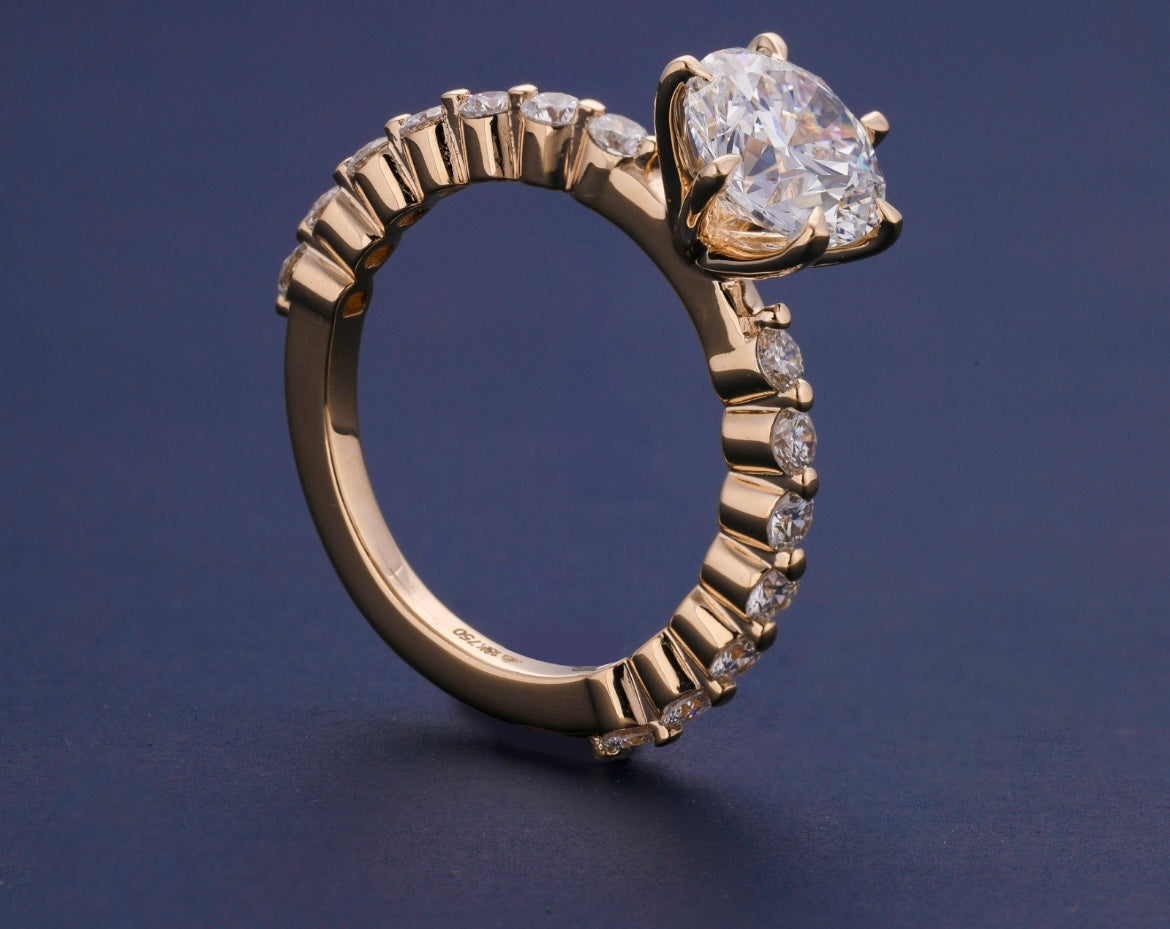 Gorgeous 1.5 Carat Lab Grown Ring with 5 Cent Diamonds on Band on 14Kt Gold