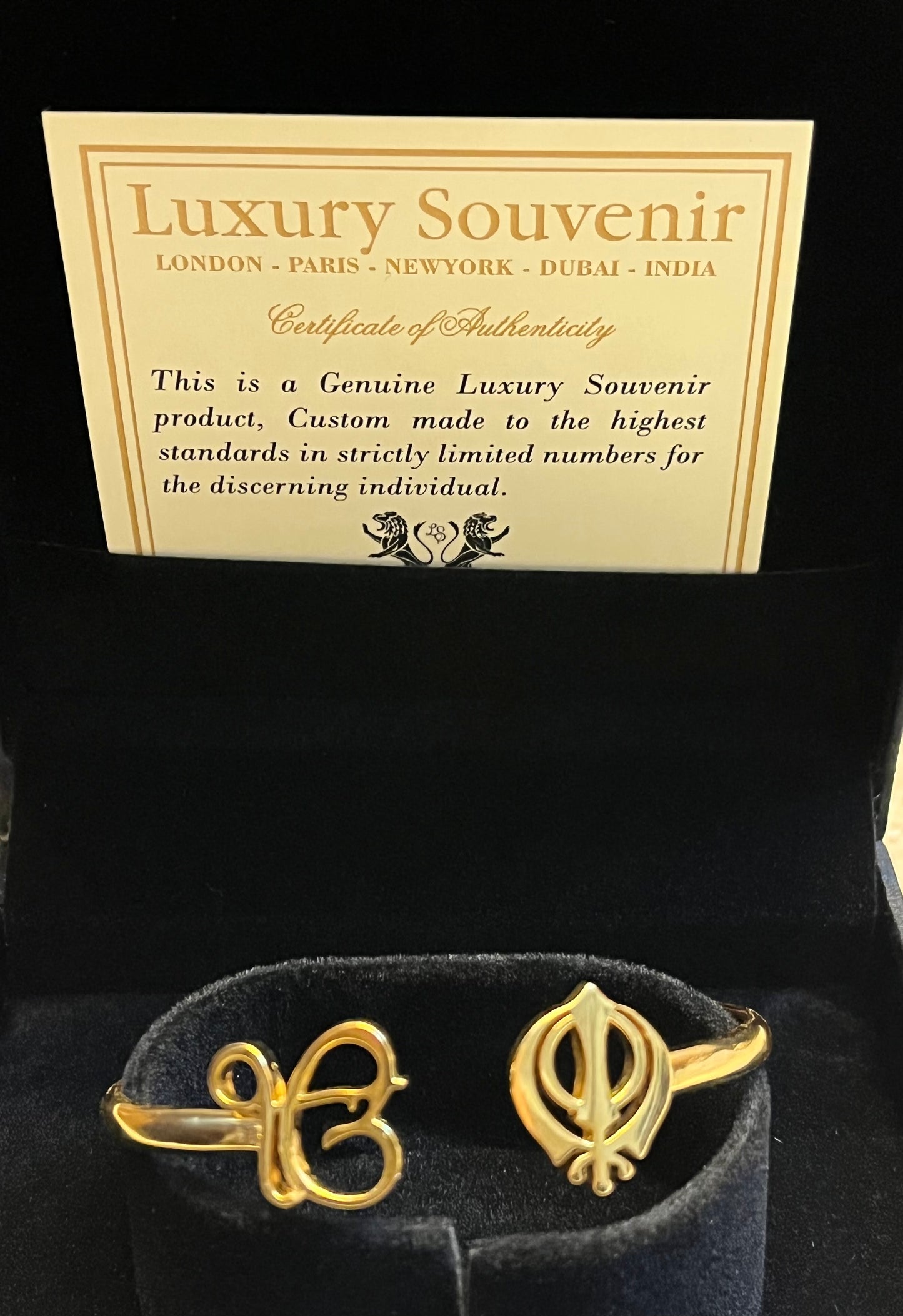 Ekomkar Khanda Cuff Bangle Gold Plated ( Unisex )