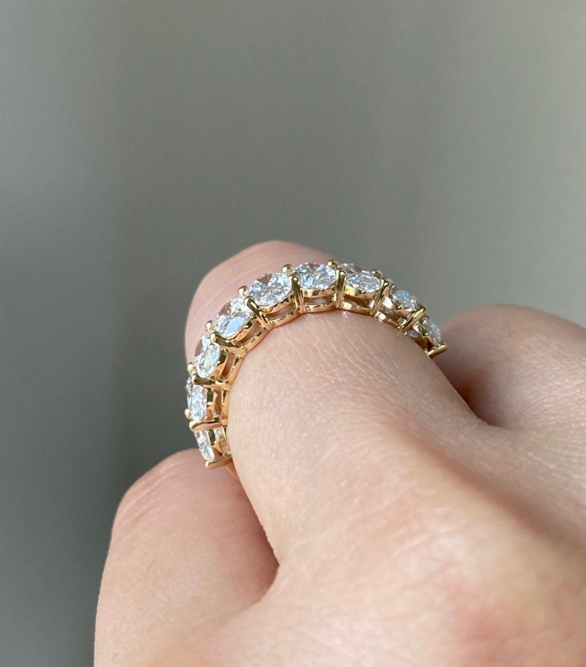 Oval Lab Grown Diamond 8 Pieces 30 cent each on 14Kt Gold