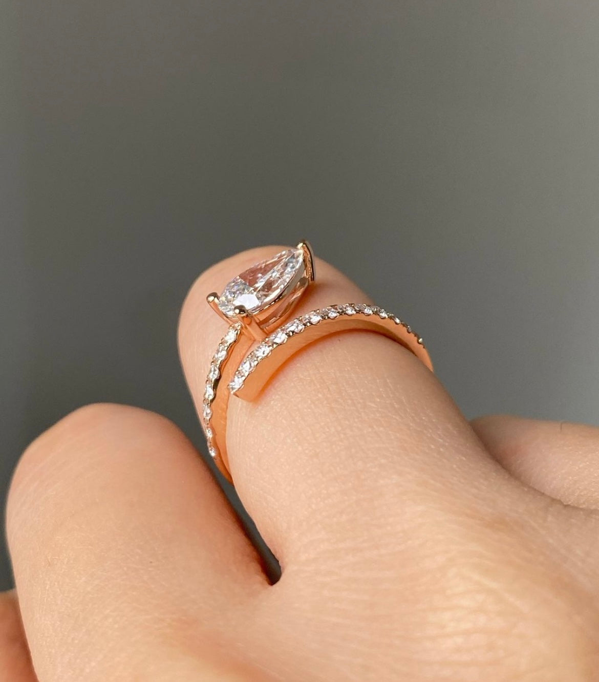 Pear Lab Grown Diamond Ring in 14Kt Yellow Gold