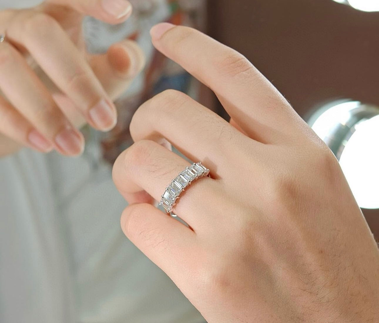 Emerald Lab Diamond Ring on 14Kt Hallmarked Gold