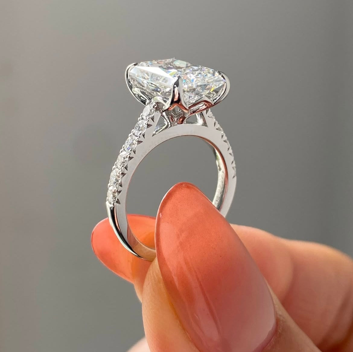 5 Carat Radiant Cut Diamond Ring on 14Kt White Gold