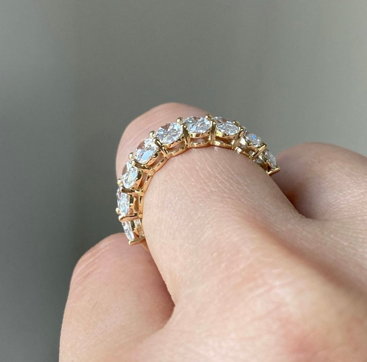 Oval Lab Grown Diamond 8 Pieces 30 cent each on 14Kt Gold