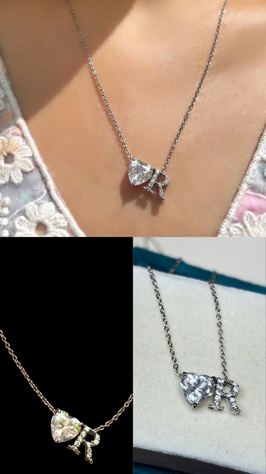 2 Carat Heart Moissanite Diamond Pendant with Custom Initials of your Choice , Love Neck Jewel for her by Luxury Souvenir