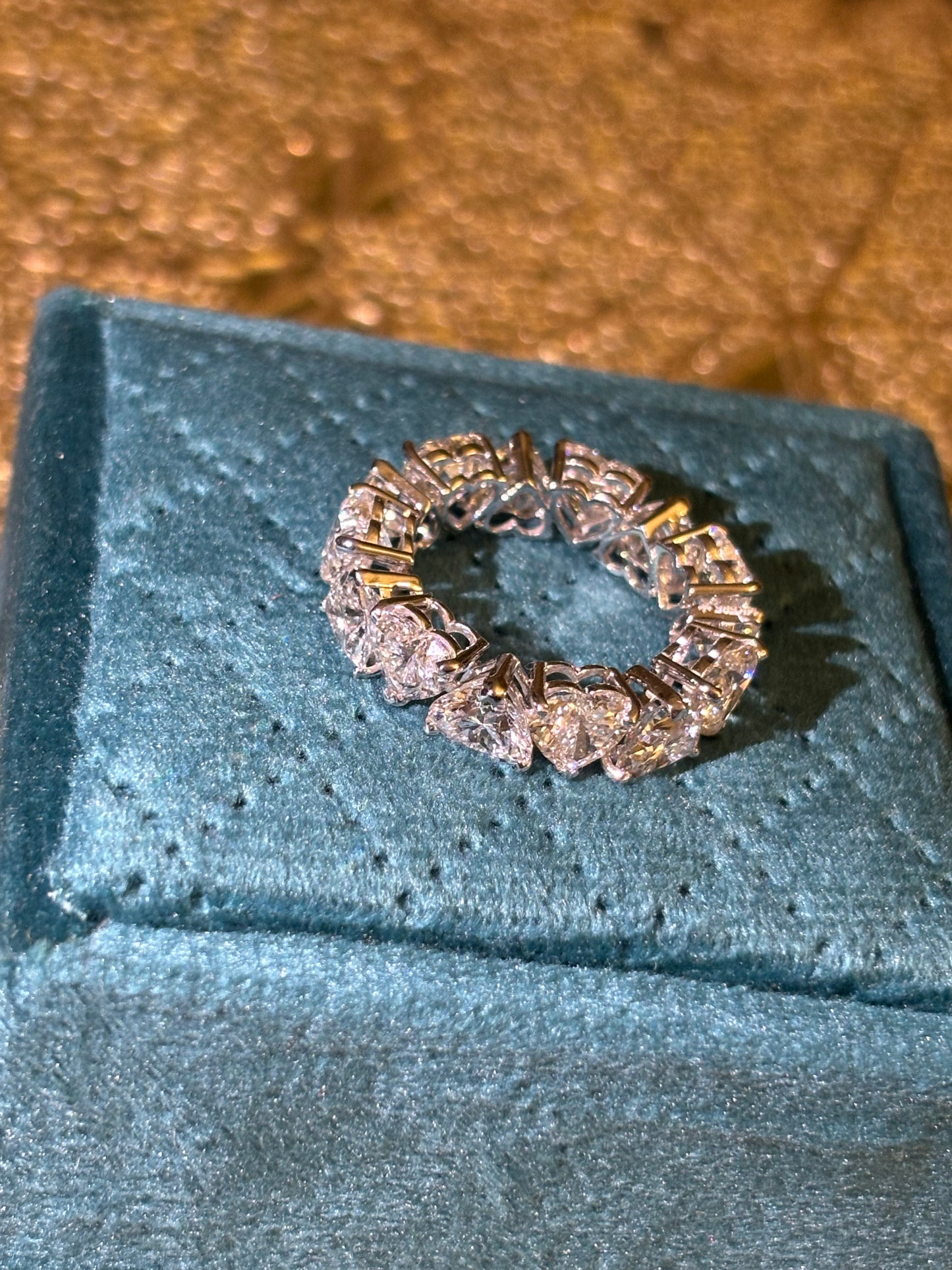 1-1 Carat Each Band of Eternity Ring in Lab Grown Heart Shape E/F Colour IGI certified 18Kt Gold 15 Carat Ring Total