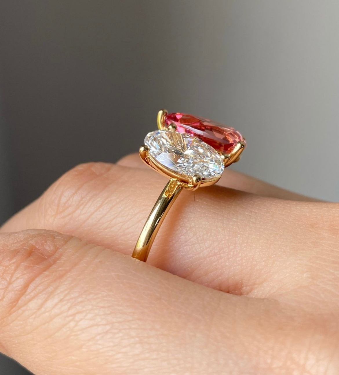 Rare Pink Lab Grown Diamond Pear and Oval Combo 3-2Carat