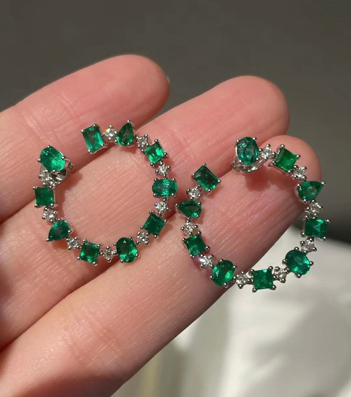 Emerald Hoops Lab Grown 14Kt Gold
