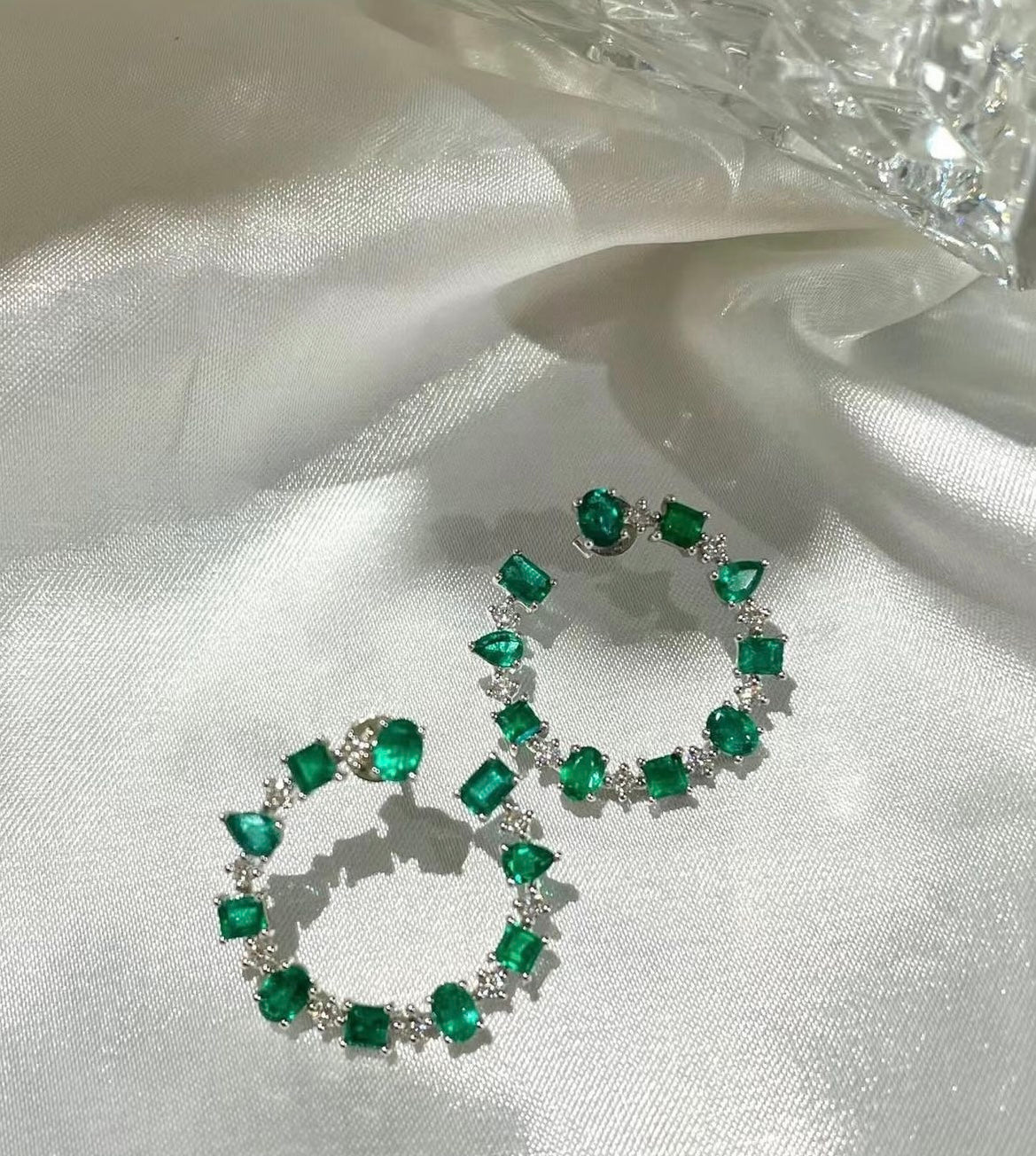 Emerald Hoops Lab Grown 14Kt Gold