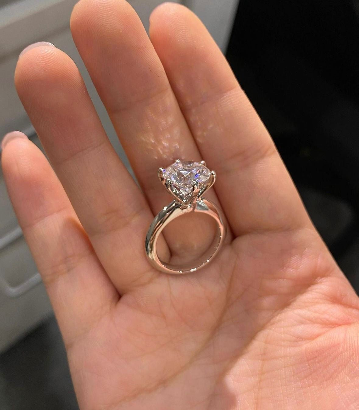 5 Carat Lab Grown Diamond Ring on classic 18Kt White Gold Band