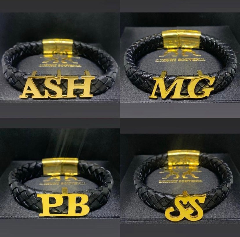 Monogram Initials Bracelet ( Pure 925 Silver 24Kt Gold Plated )