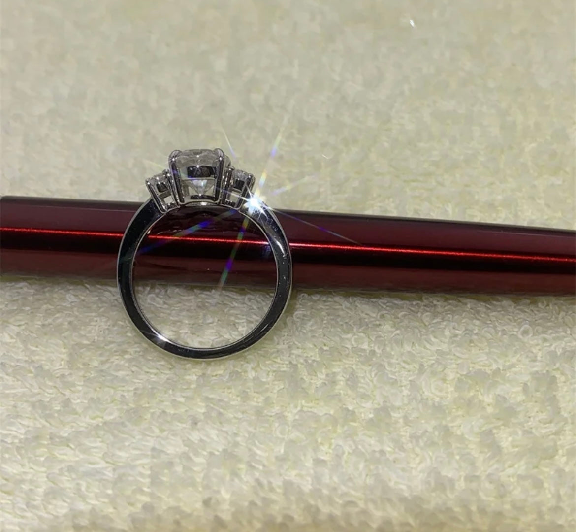 2.5 Carat Oval Lab Grown and 50 Carat on Sides on 14Kt Gold Base