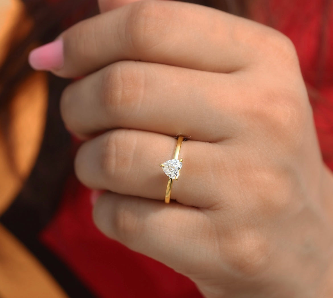 1 Carat Heart Lab Diamond Ring on 14Kt Gold