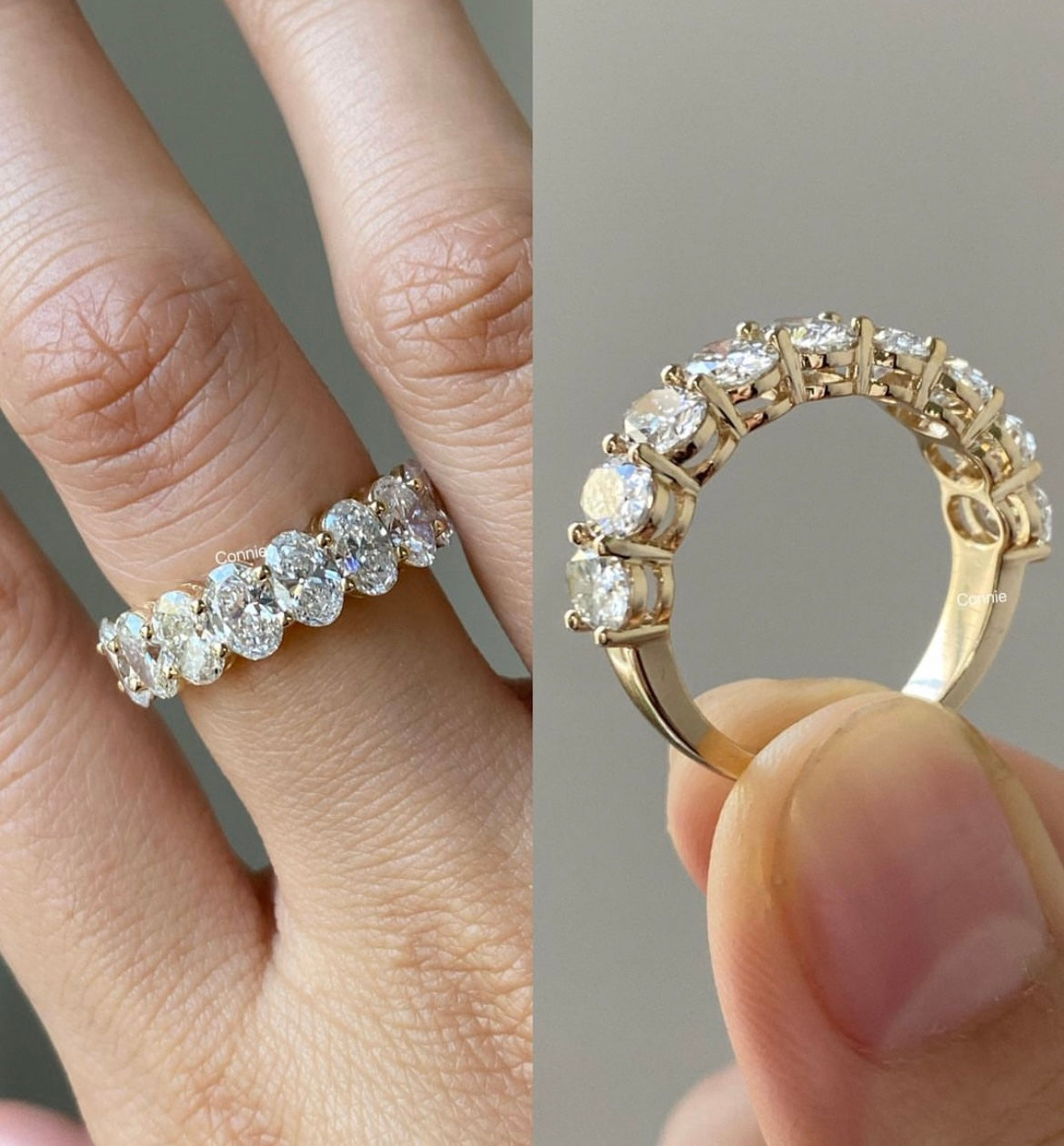Oval Lab Grown Diamond 8 Pieces 30 cent each on 14Kt Gold