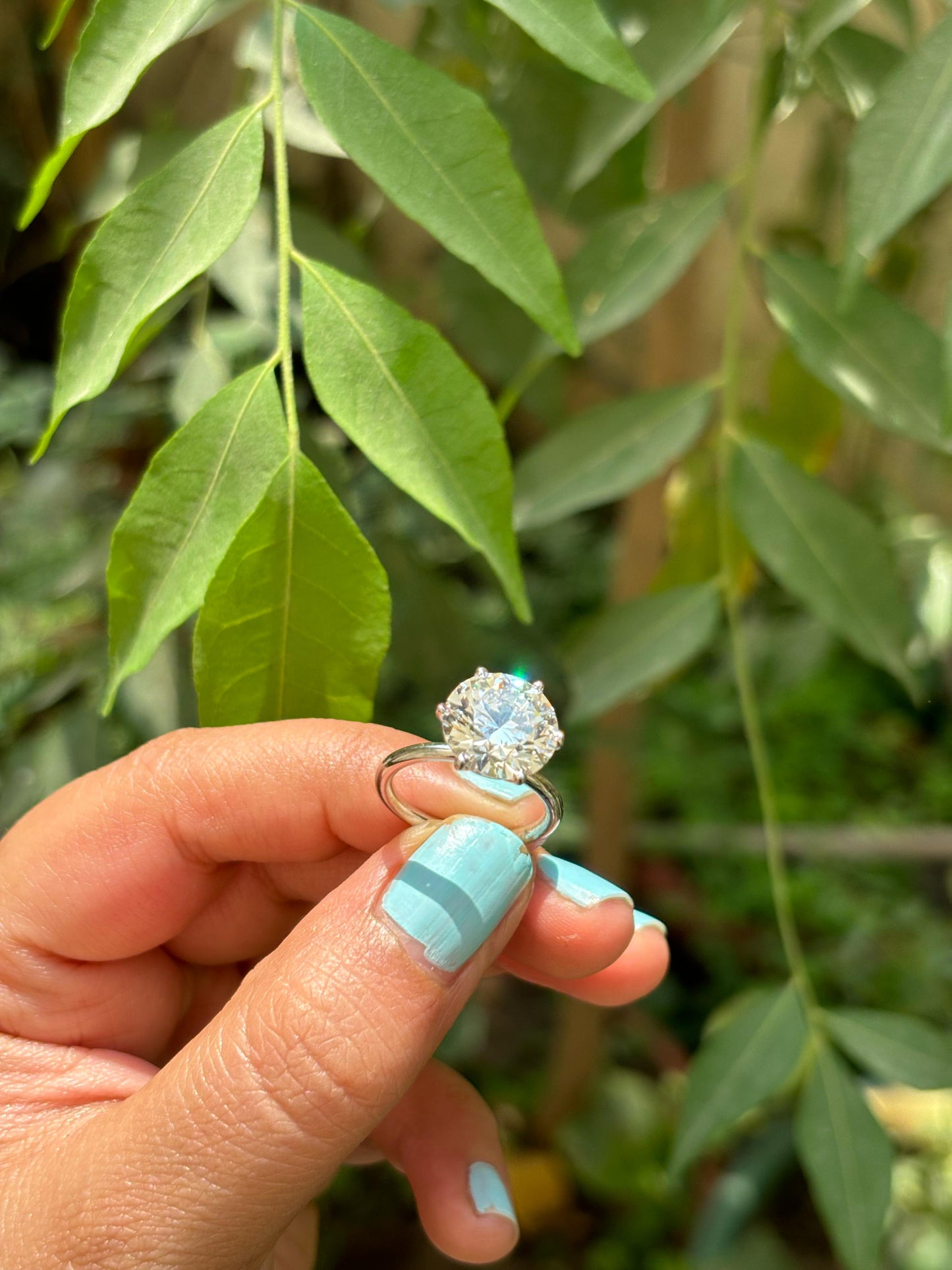 5 Carat Round F VS1 Classic Lab Diamond Ring on White Gold