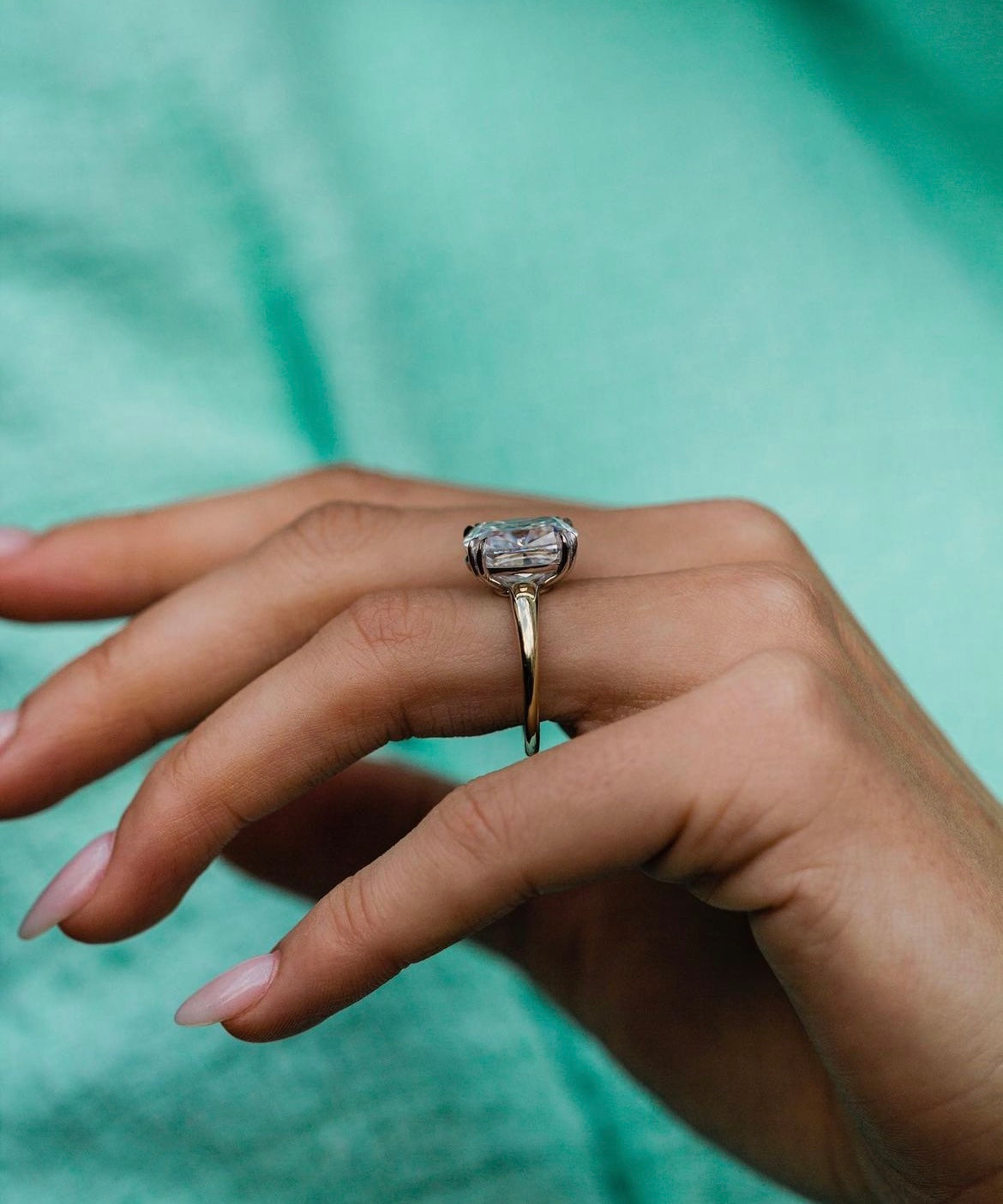 7 Carat Cushion Cut Lab Grown Diamond on 18Kt Gold