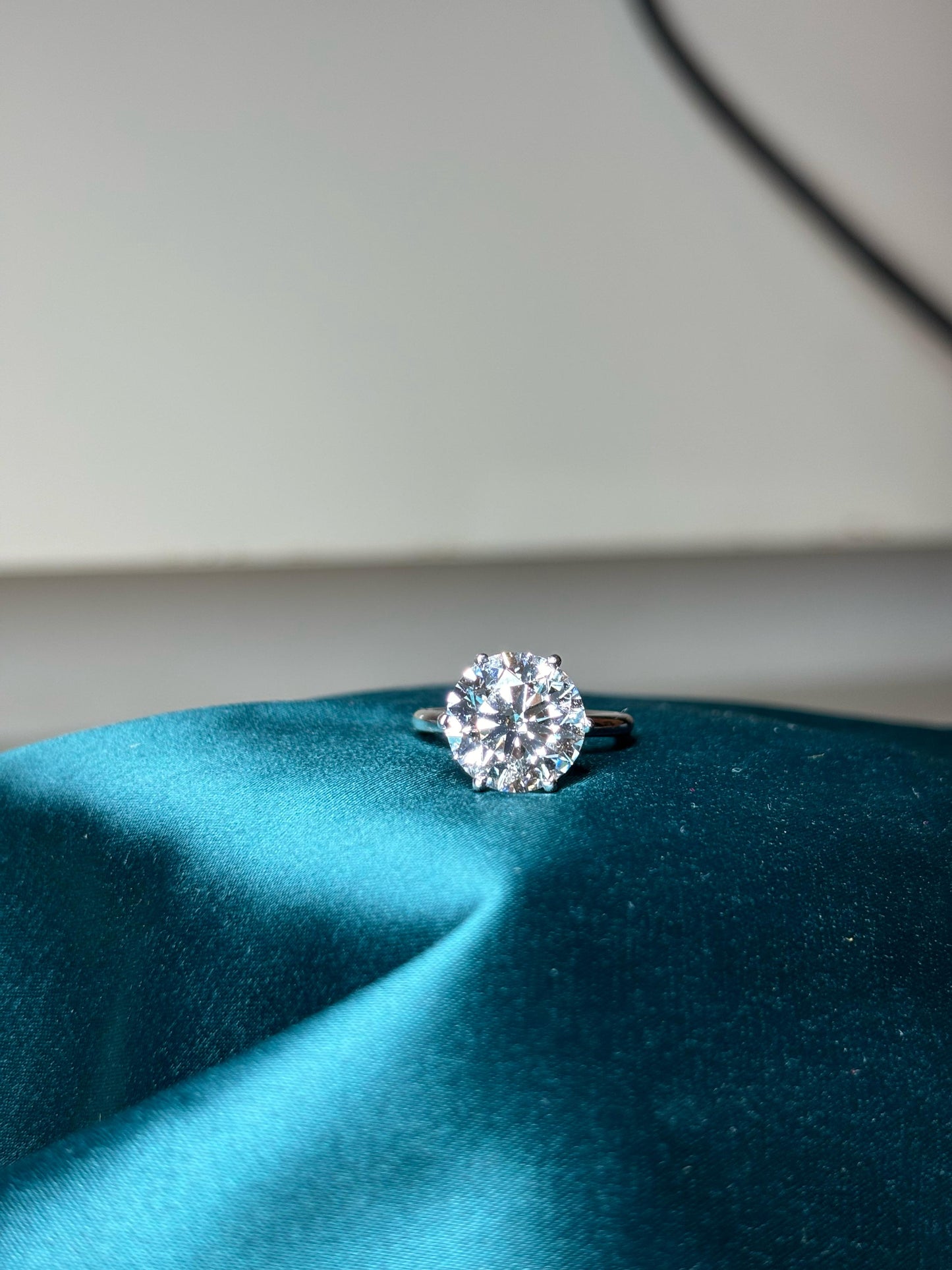 5 Carat Round F VS1 Classic Lab Diamond Ring on White Gold