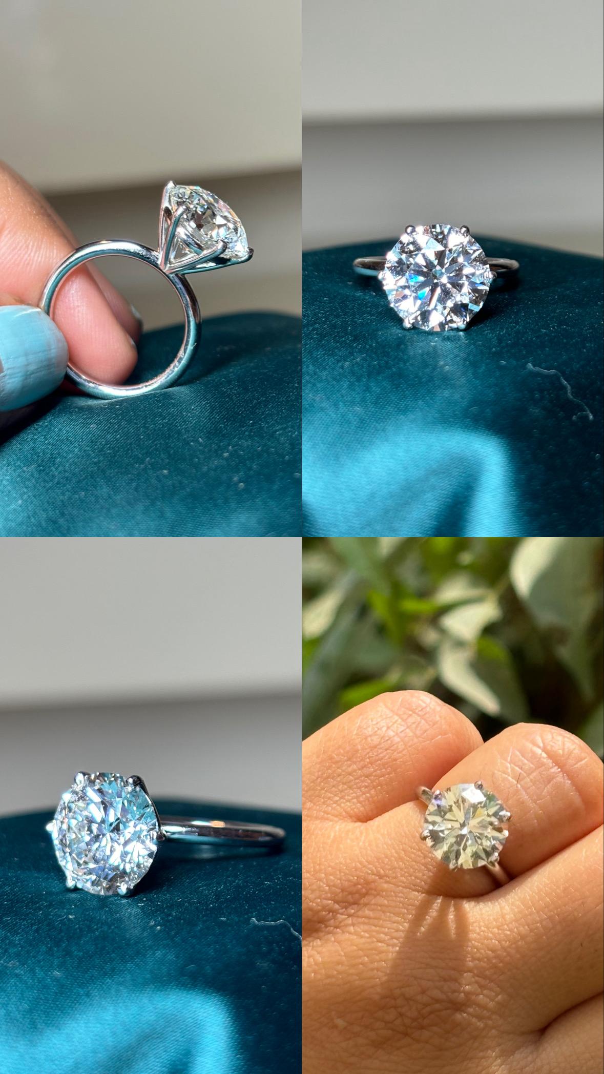 5 Carat Round F VS1 Classic Lab Diamond Ring on White Gold