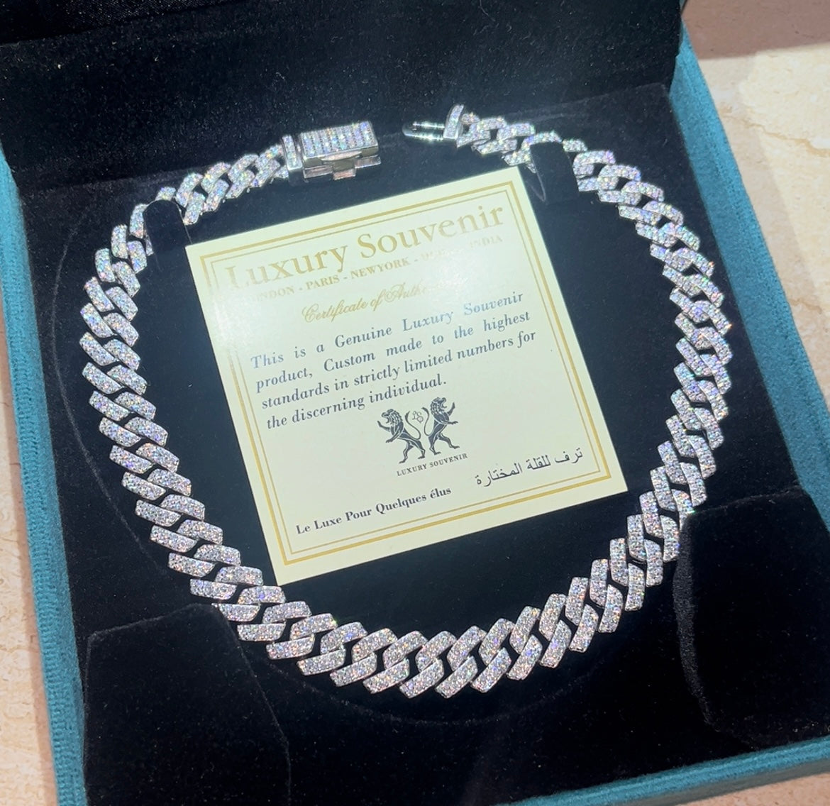 Cuban Diamond Choker 14 Inches , Moissanite Diamonds 💎 925 Silver White Gold Plated