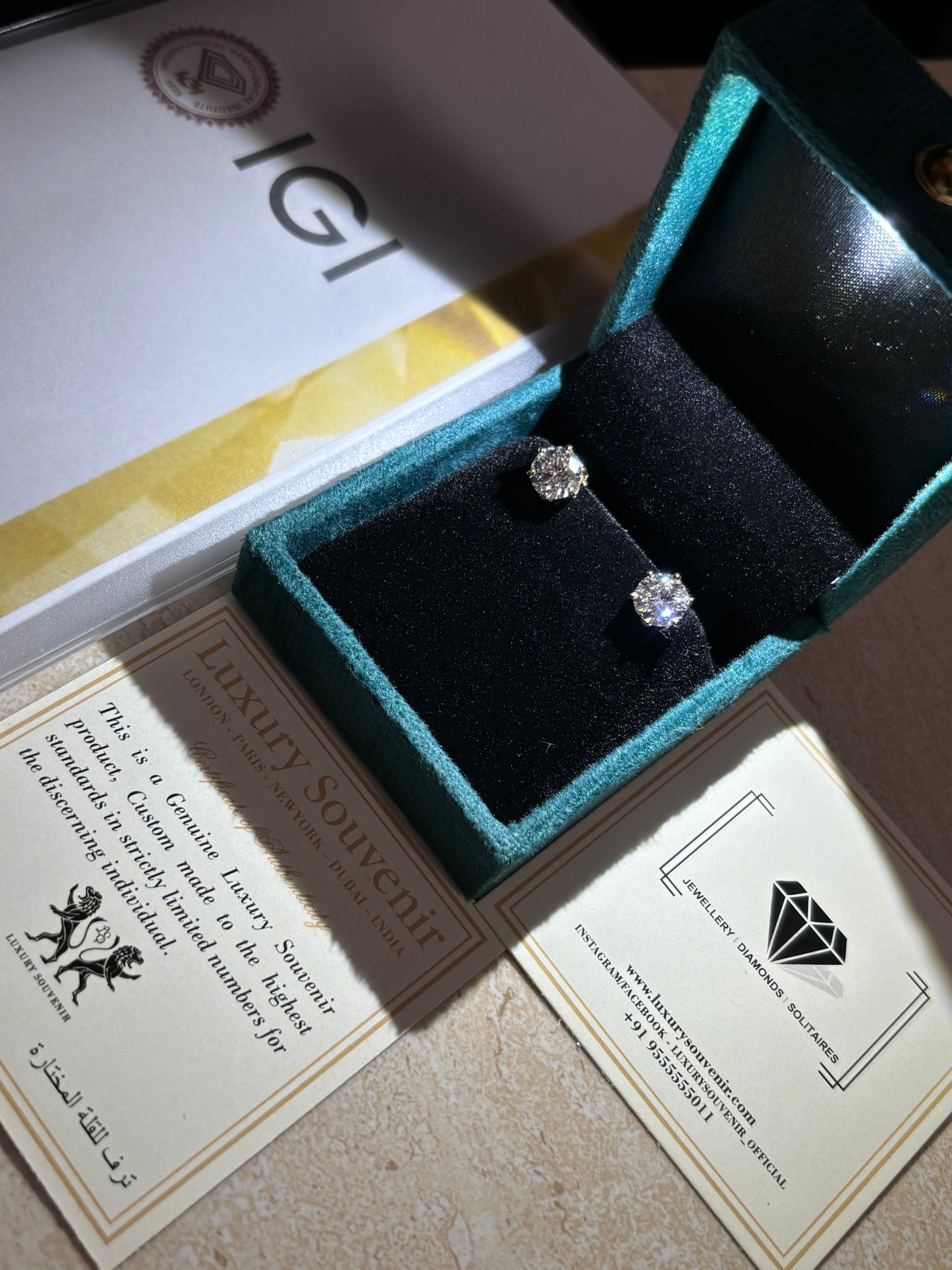 2-2 Carat Lab Diamond Solitaire Earings F VS1 on 14Kt Gold UPDATED