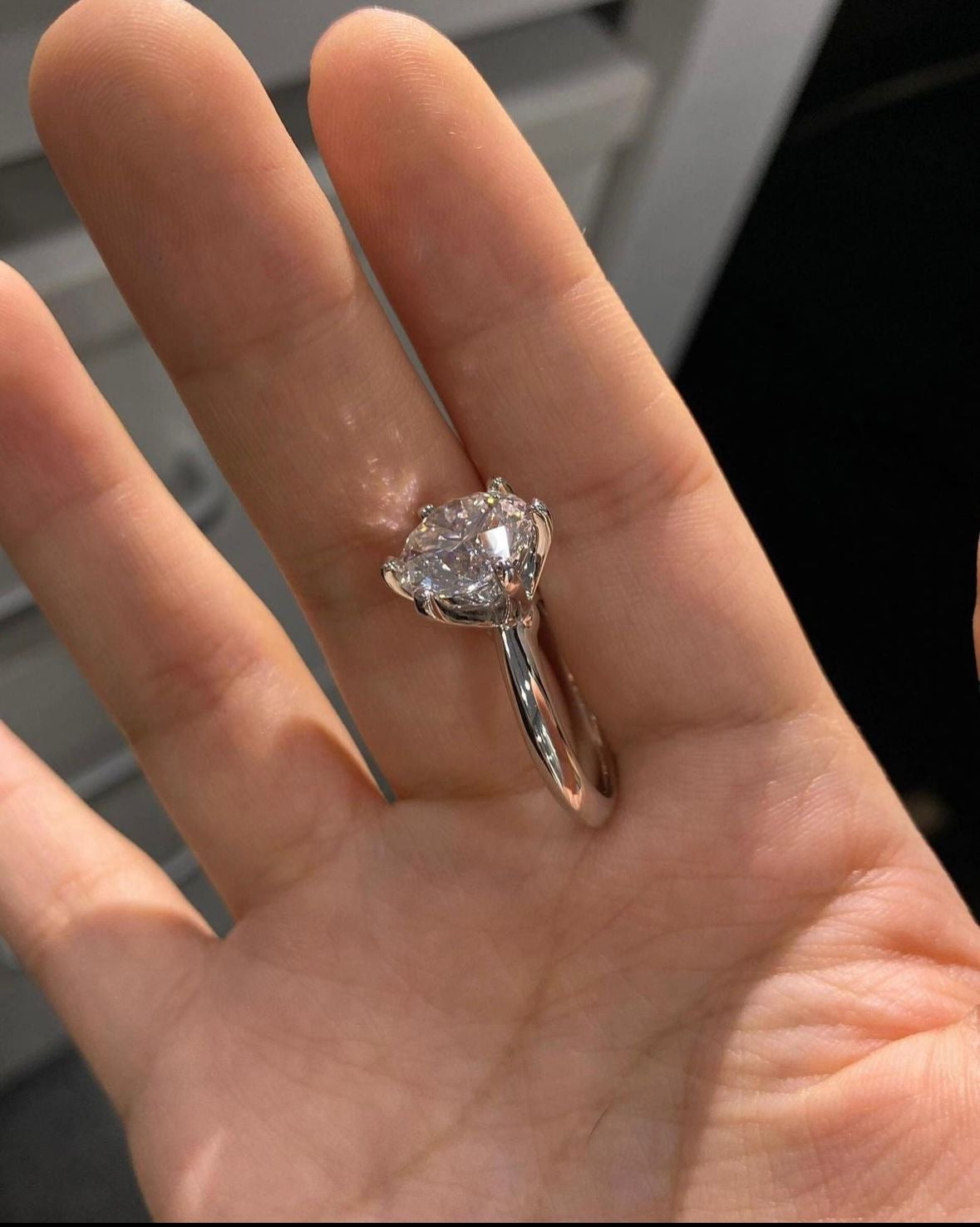 5 Carat Lab Grown Diamond Ring on classic 18Kt White Gold Band