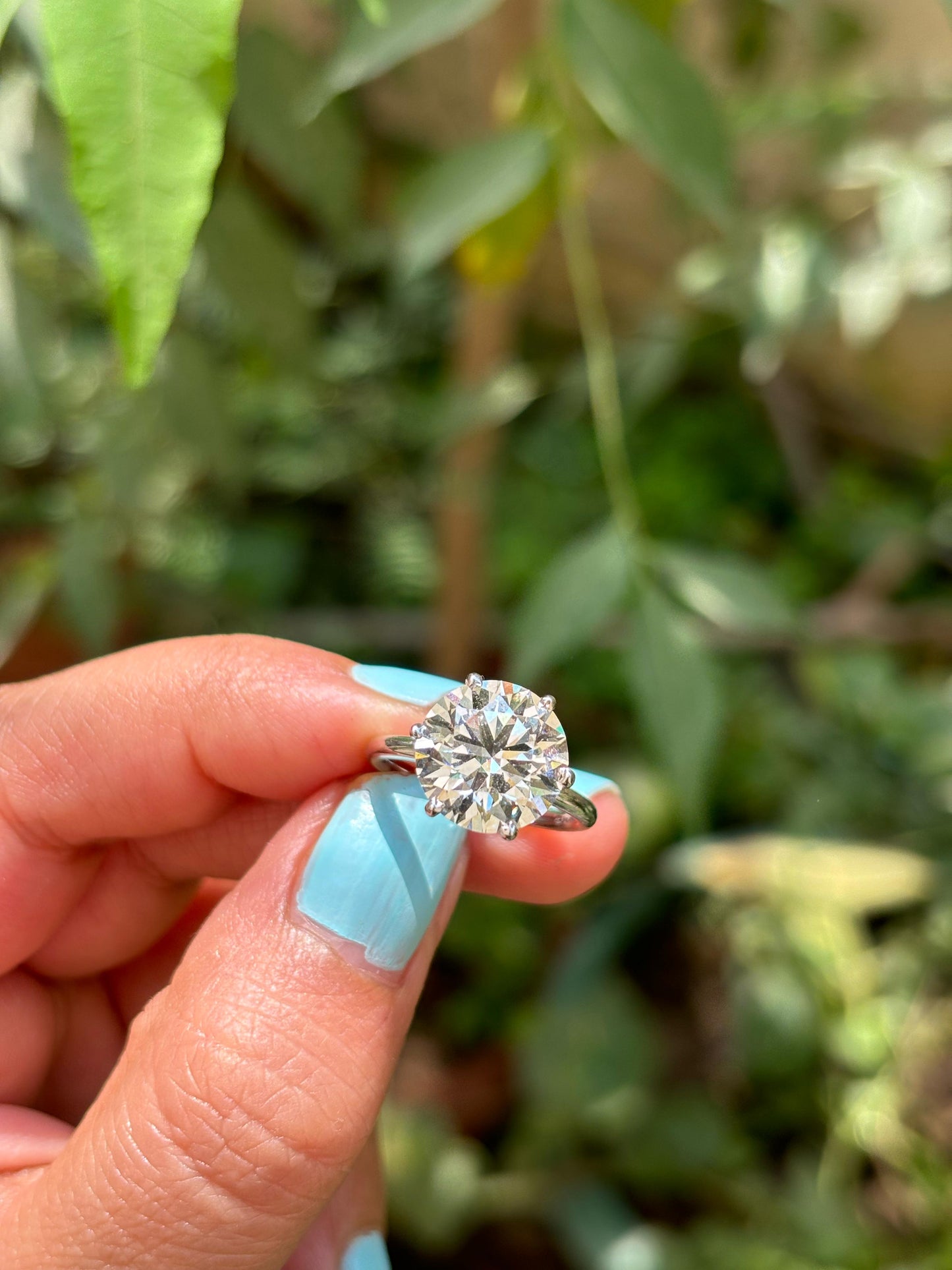 5 Carat Round F VS1 Classic Lab Diamond Ring on White Gold