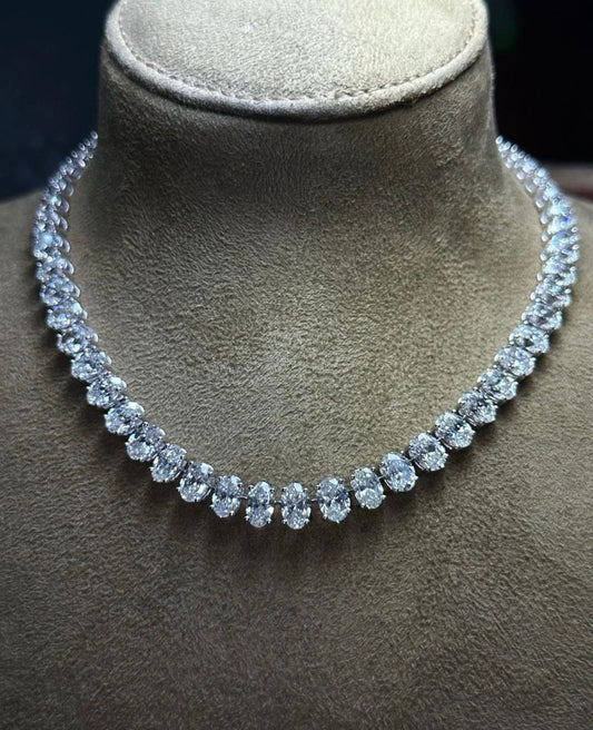 1 Carat Each Oval Diamond NeckJewel on 14Kt Hallmarked Gold Base