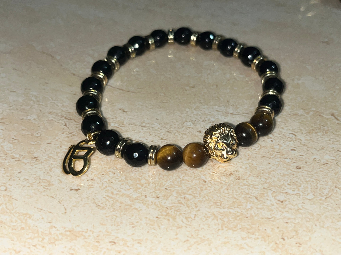 LionRoar Beads in combination with Ekonkar Tag , Agate & Tiger Stone beads. 24Kt Gold Plated