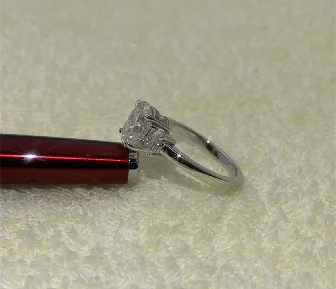 2.5 Carat Oval Lab Grown and 50 Carat on Sides on 14Kt Gold Base