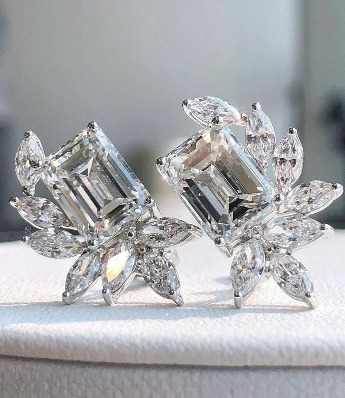 3-3 Carat Emerald Diamond 💎 along with select few marquise on sides crafted in 14Kt Hallmarked Gold