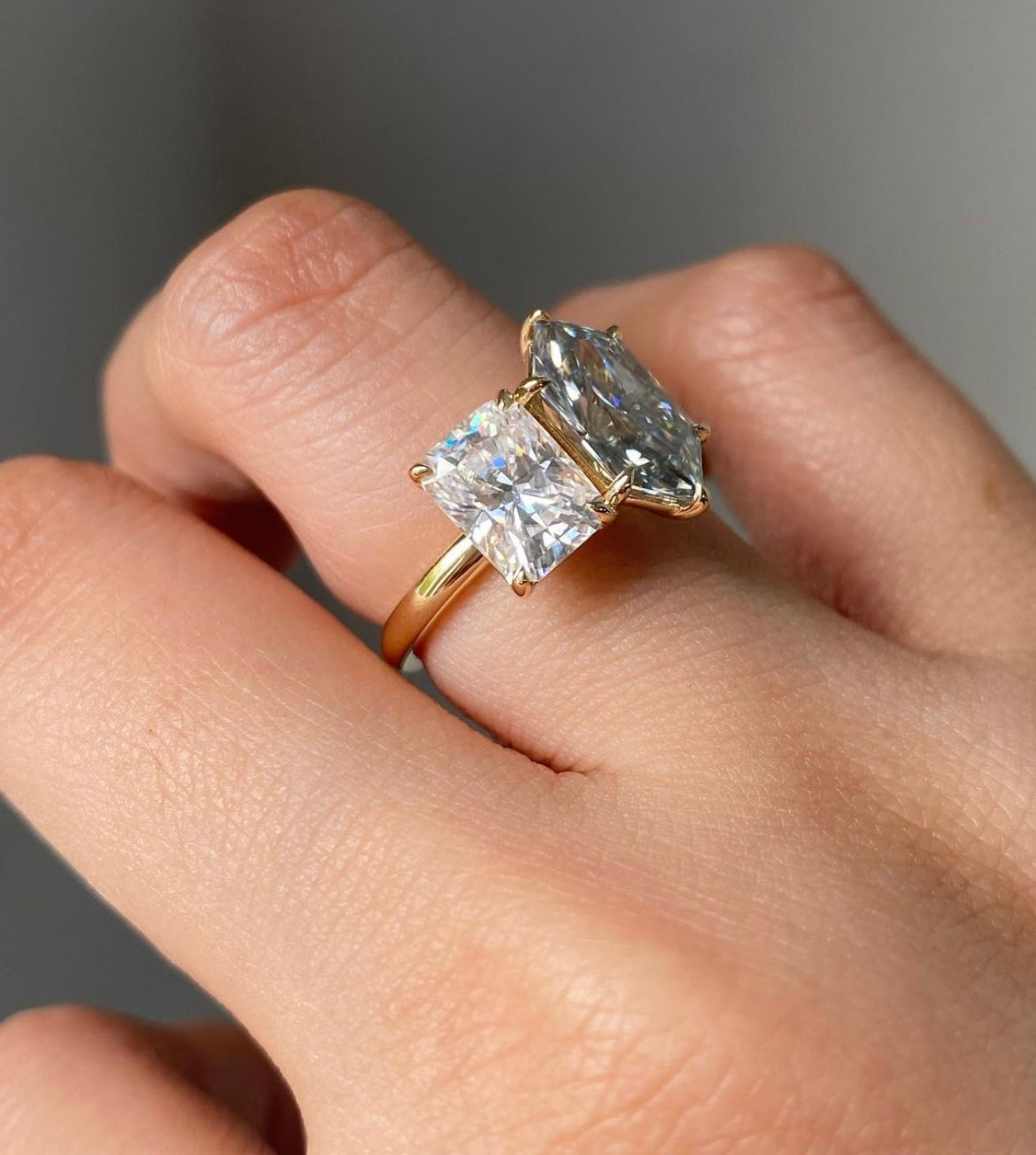 Radiant & Marquise Lab Grown Diamond RinG Toi Et Moi Ring ( 2 carat Each Diamond )