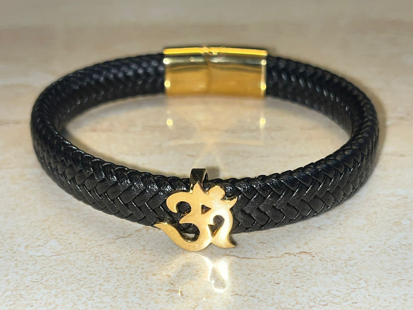 OM PURE SILVER 24Kt Gold Plated ON BLACK GERMAN CORD