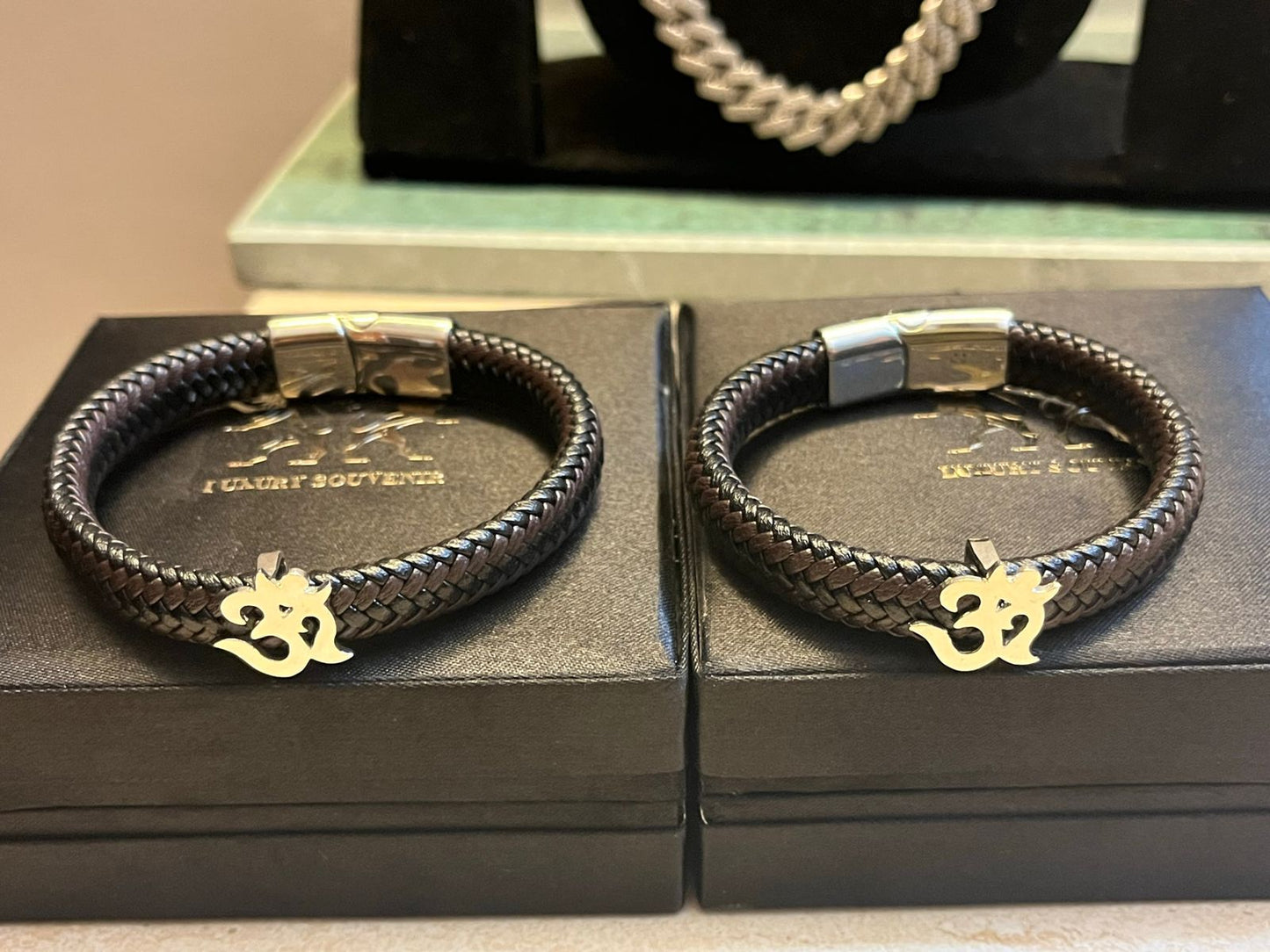 OM PURE SILVER ON BLACKBROWN GERMAN CORD