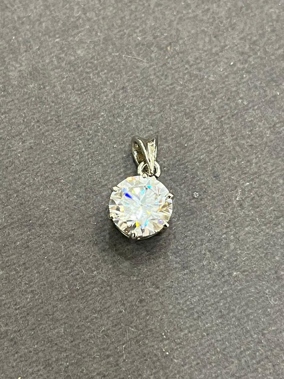 3 Carat Certified Moissanite Pendant in 92.5 Silver Base 18Kt White Gold Plated