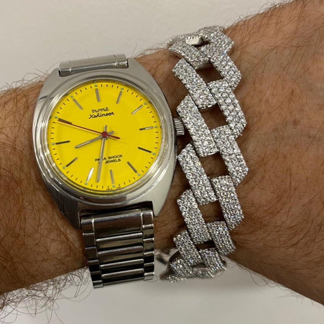 Cuban Diamond Bracelet Iced Out ( White Gold)