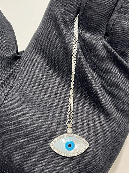 Evil Eye Neck Jewel SILVER WHITE GOLD PLATED