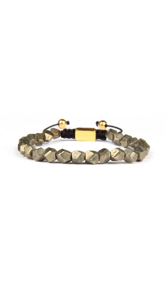 Pyrite Stone Bracelet for Prosperity - Size Adjustable