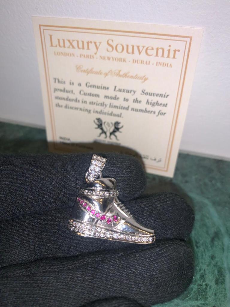 Sneaker Pendant Pink Diamonds Street Jewels Iced Out