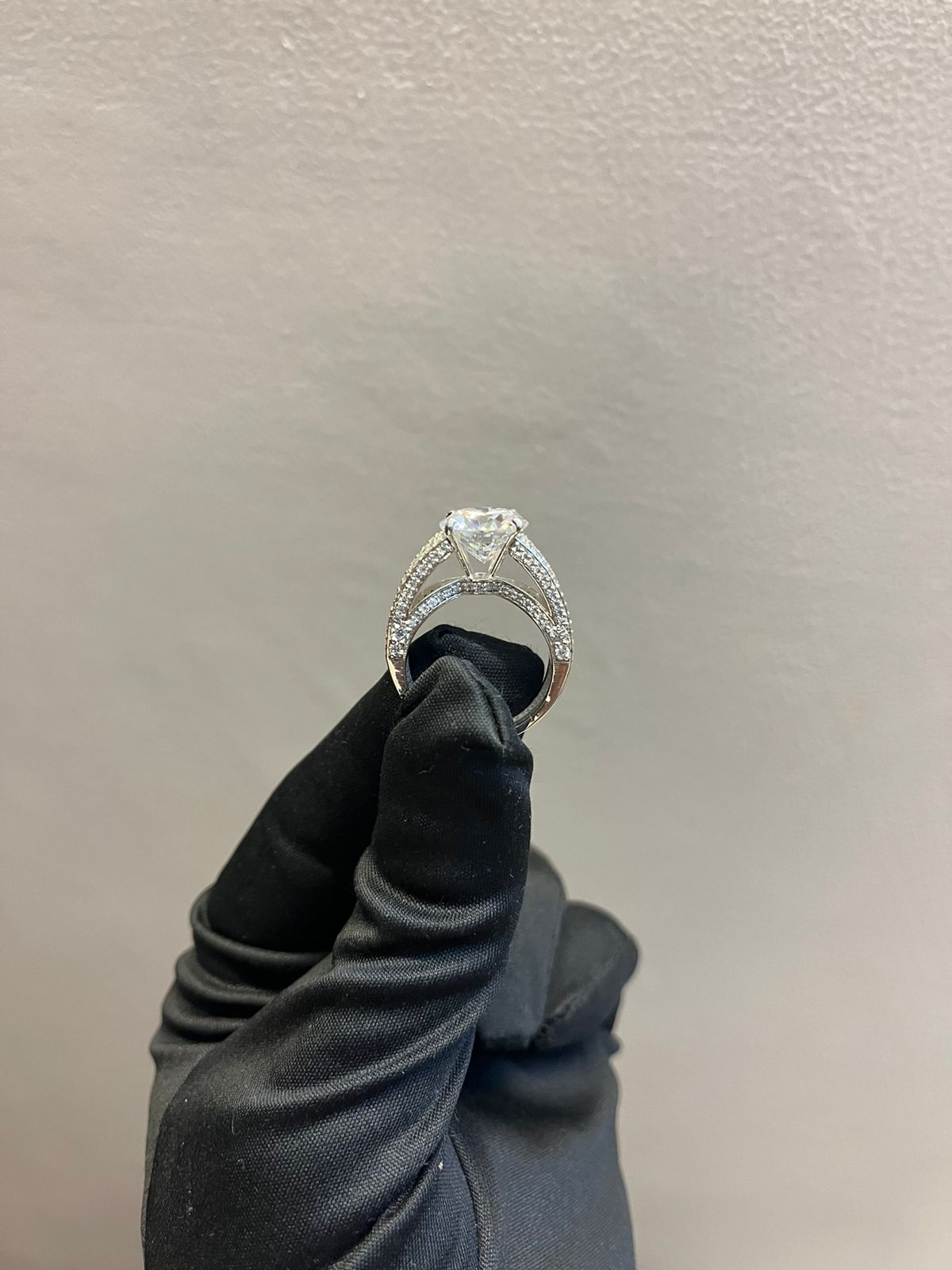 4.5 Carat Certified Moissanite Diamond with Moissanite Princess and Round on Band in 925 Silver