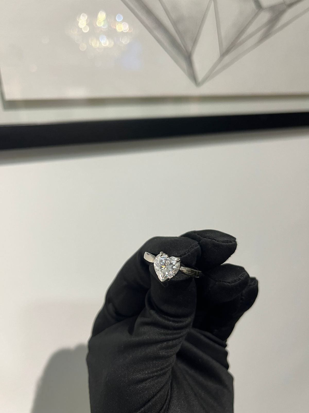 2.5 Carat Heart Moissanite Lab Diamond Ring in 925 Silver ( 18KT White Gold Plated)