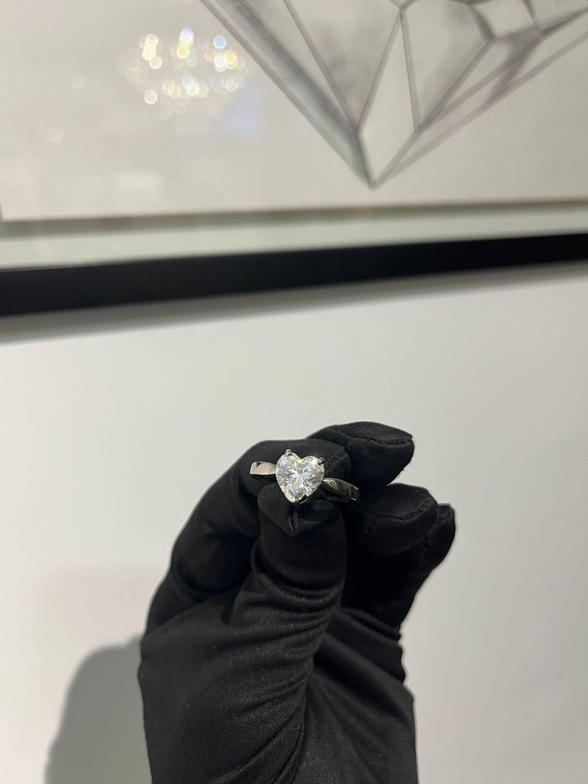 2.5 Carat Heart Moissanite Lab Diamond Ring in 925 Silver ( 18KT White Gold Plated)