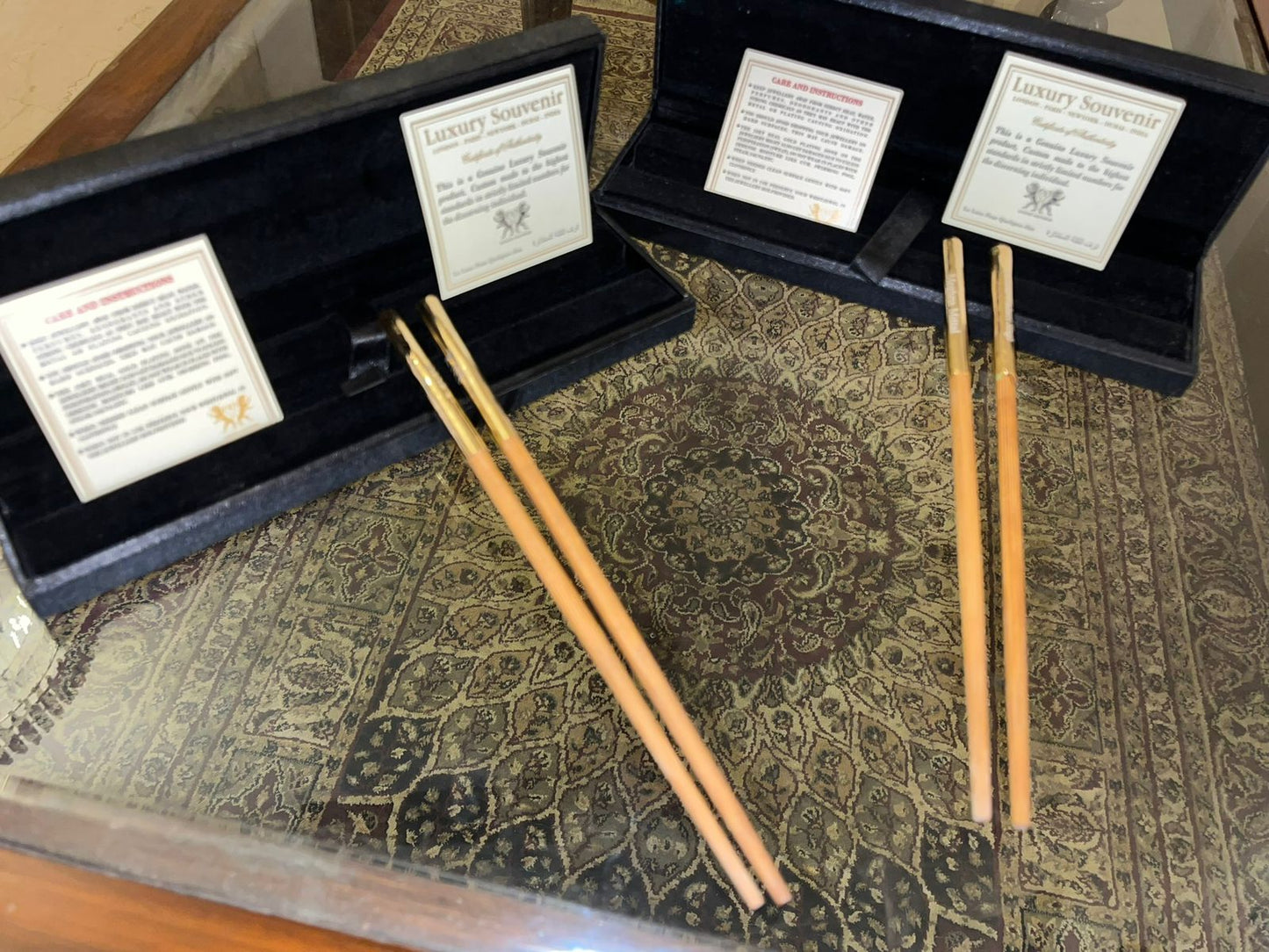 24Kt Gold Plated Monogrammed Chopsticks , One of a Kind Collectable.