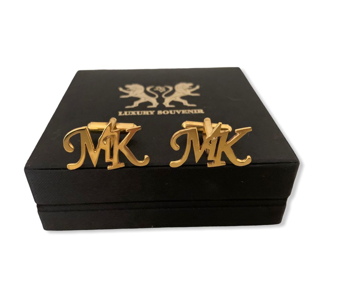 Monogrammed Cufflinks Custom Made Handcrafted in 925 Silver - 24Kt Gold Plated Finish.