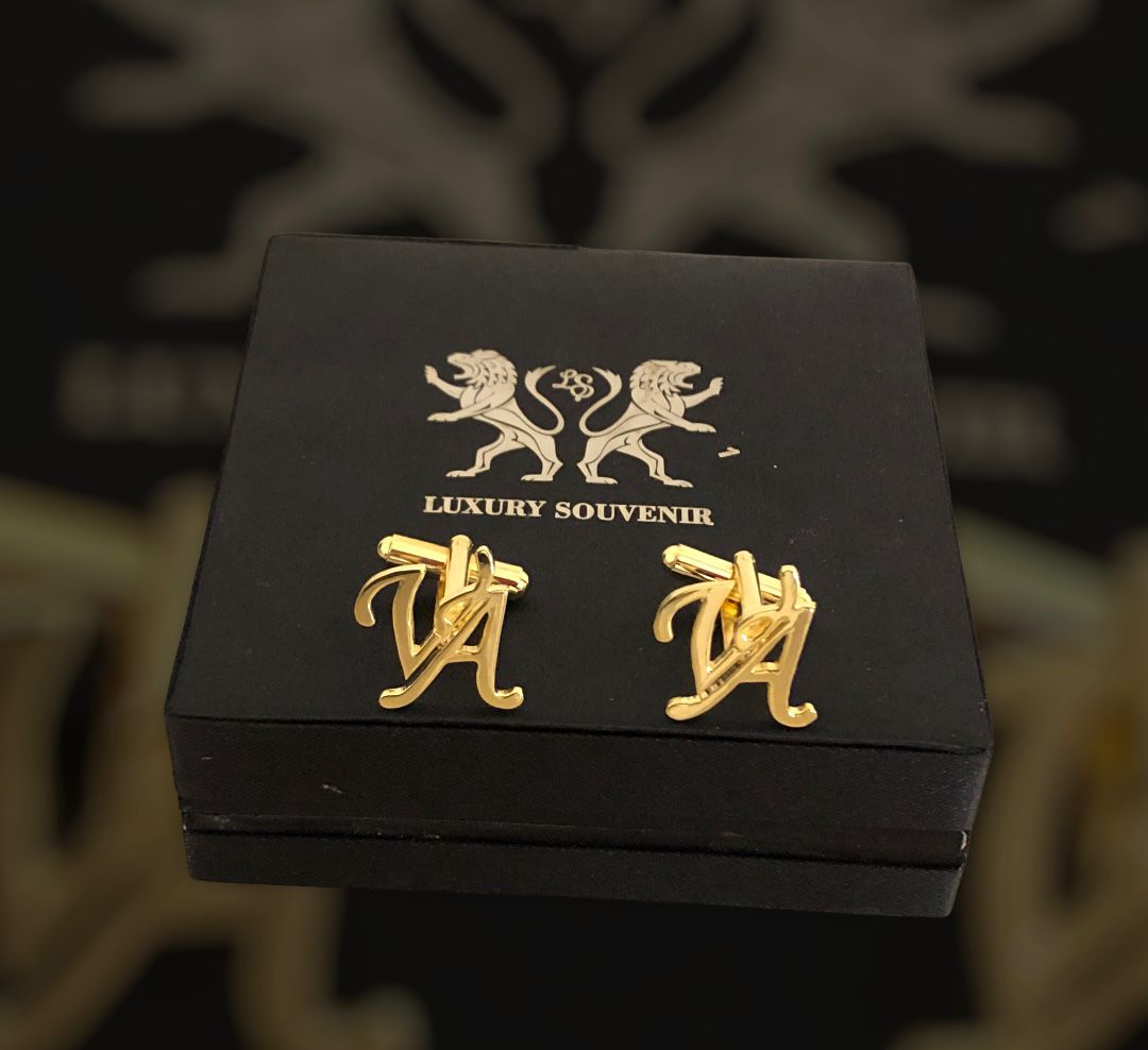 Monogrammed Cufflinks Custom Made Handcrafted in 925 Silver - 24Kt Gold Plated Finish.