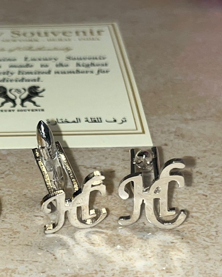 Monogrammed Cufflinks Custom Made Handcrafted in 925 Silver - 24Kt Gold Plated Finish.