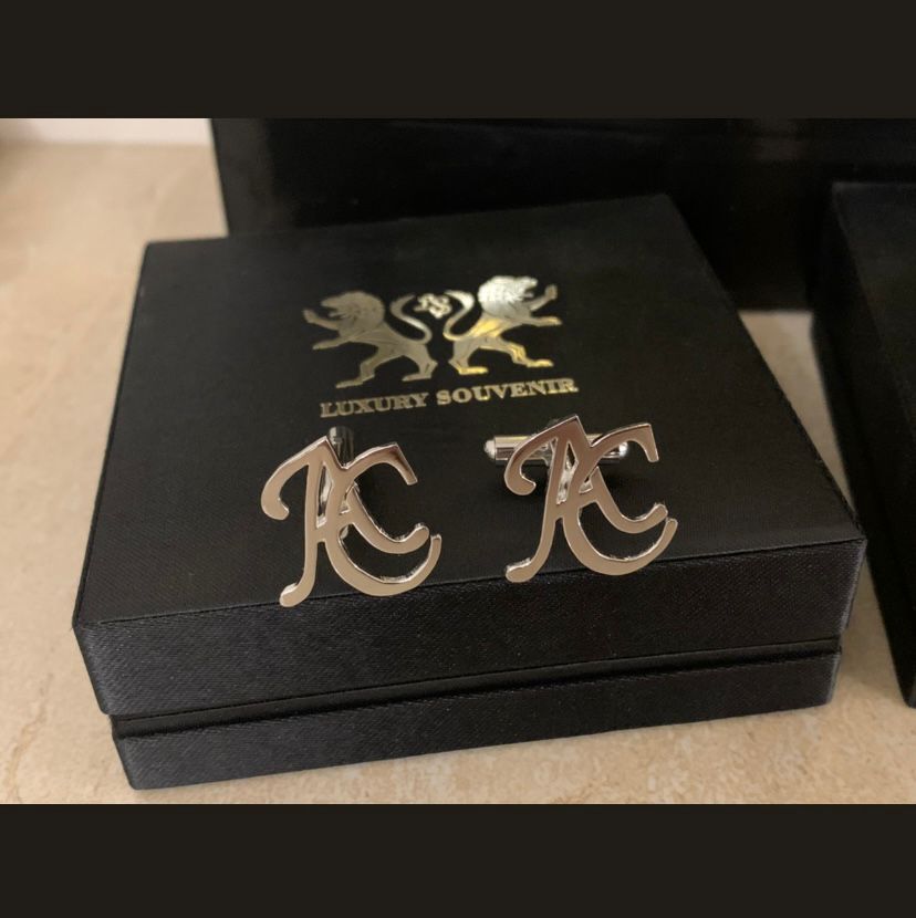 Monogrammed Cufflinks Custom Made Handcrafted in 925 Silver - 24Kt Gold Plated Finish.