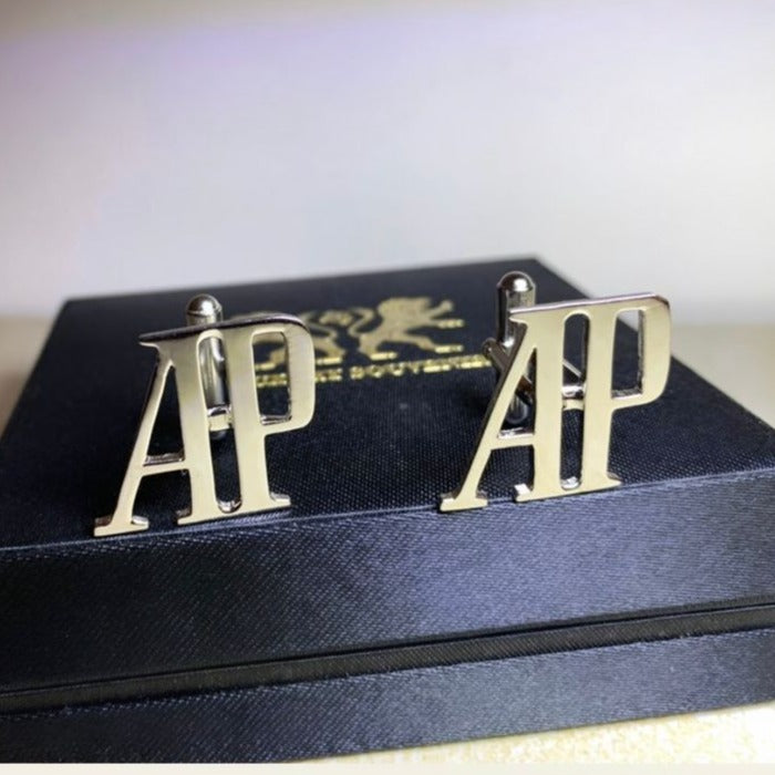 Monogrammed Cufflinks Custom Made Handcrafted in 925 Silver - 24Kt Gold Plated Finish.