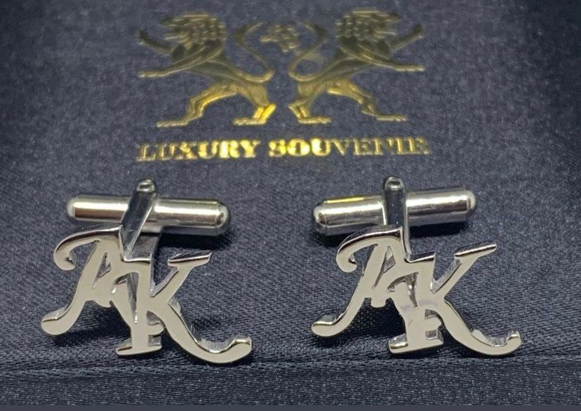 Monogrammed Cufflinks Custom Made Handcrafted in 925 Silver - 24Kt Gold Plated Finish.