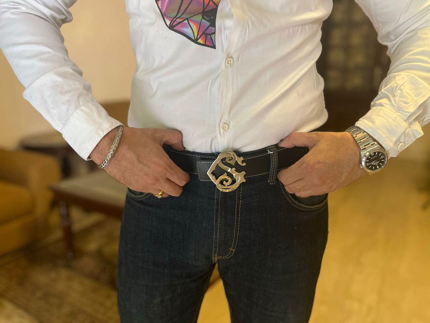 Monogrammed Waist Belt, 925 Silver or 24Kt Gold Plated. Custom Handcrafted Leather.