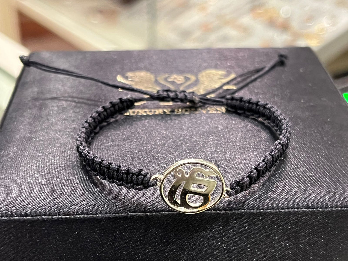 EKONKAR Bracelet Wrist Jewel in Black Adjustable Thread ( Pure Silver 925 )