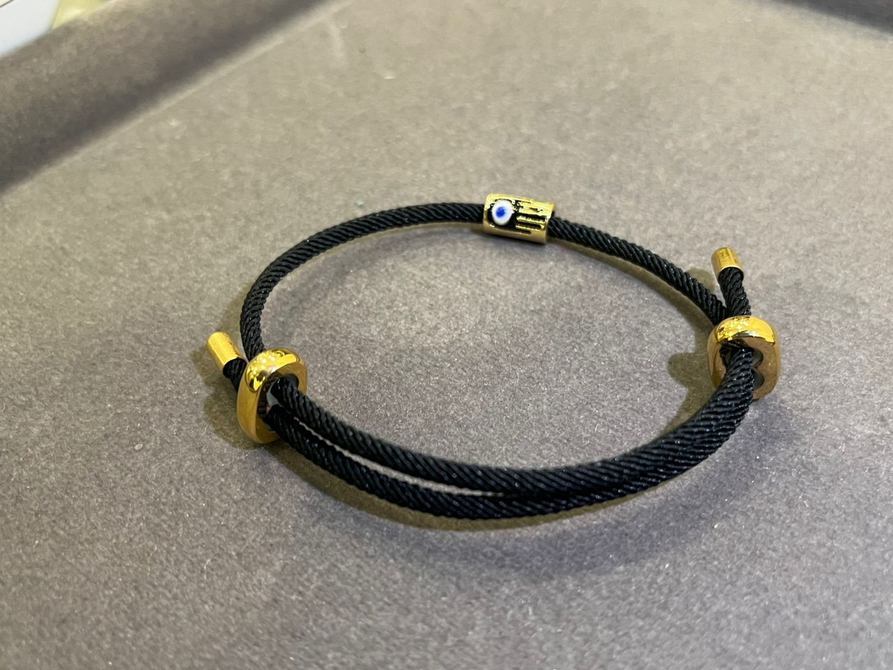 Classic Black Italian Rope Jewel in 24Kt Gold Plated with EVIL EYE Charm